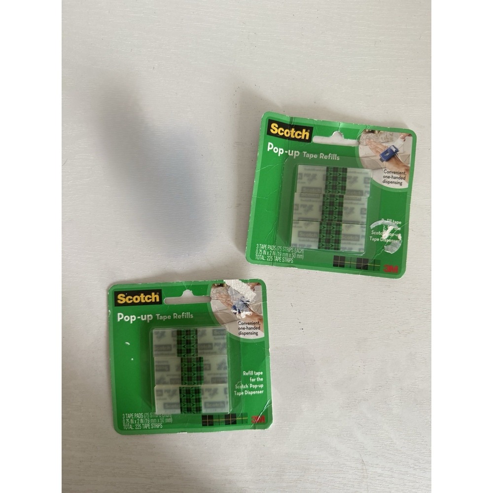 New Scotch Pop Up Tape Refills 3 pads 75 Strips Each 450 Strips Total Lot